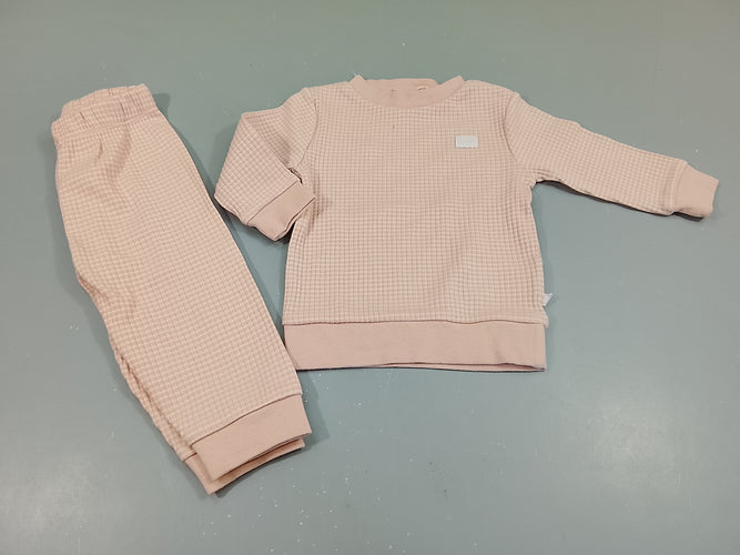 Pyjama 2pcs jersey  Feetje  rose et blanc texturé (gaufré), moins cher chez Petit Kiwi