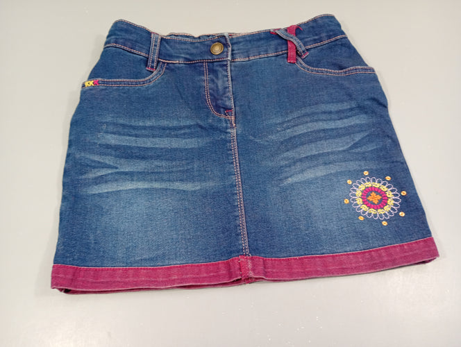 Jupe denim , broderies, moins cher chez Petit Kiwi