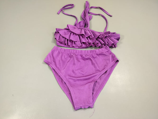 Bikini mauve, dessous volants à nouer à l'arrière, moins cher chez Petit Kiwi
