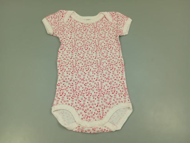 Body m.c blanc fleurs roses, moins cher chez Petit Kiwi