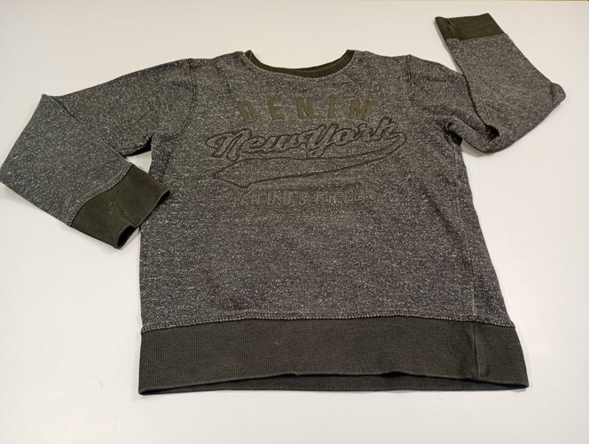 Sweat bleu marine chiné  " Denim. New-York", moins cher chez Petit Kiwi
