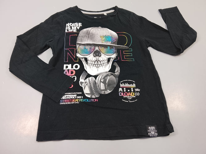 T-shirt m.l noir, tête de mort avec casquette, moins cher chez Petit Kiwi
