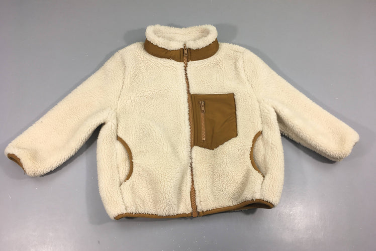 Sweat sherpa écru/brun, Monoprix, moins cher chez Petit Kiwi