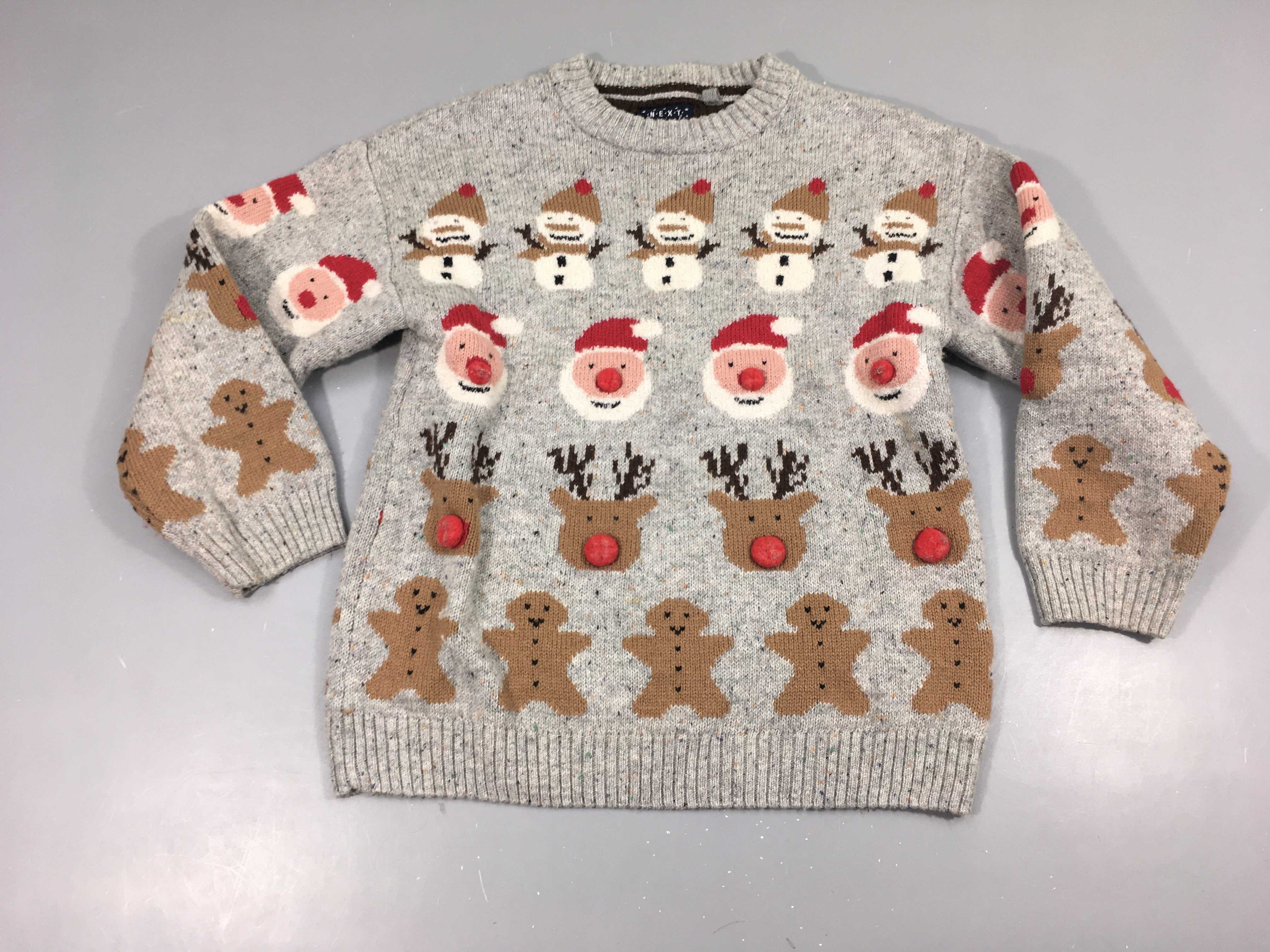 Pull gris chiné Noël, 5% laine