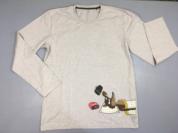 T-shirt m.l beige oversize flammé Woody-Légèrement bouloché