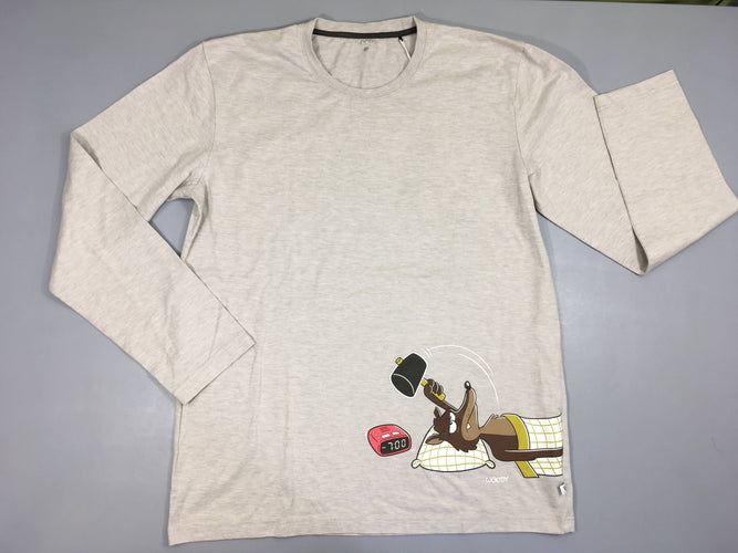 T-shirt m.l beige oversize flammé Woody-Légèrement bouloché, moins cher chez Petit Kiwi