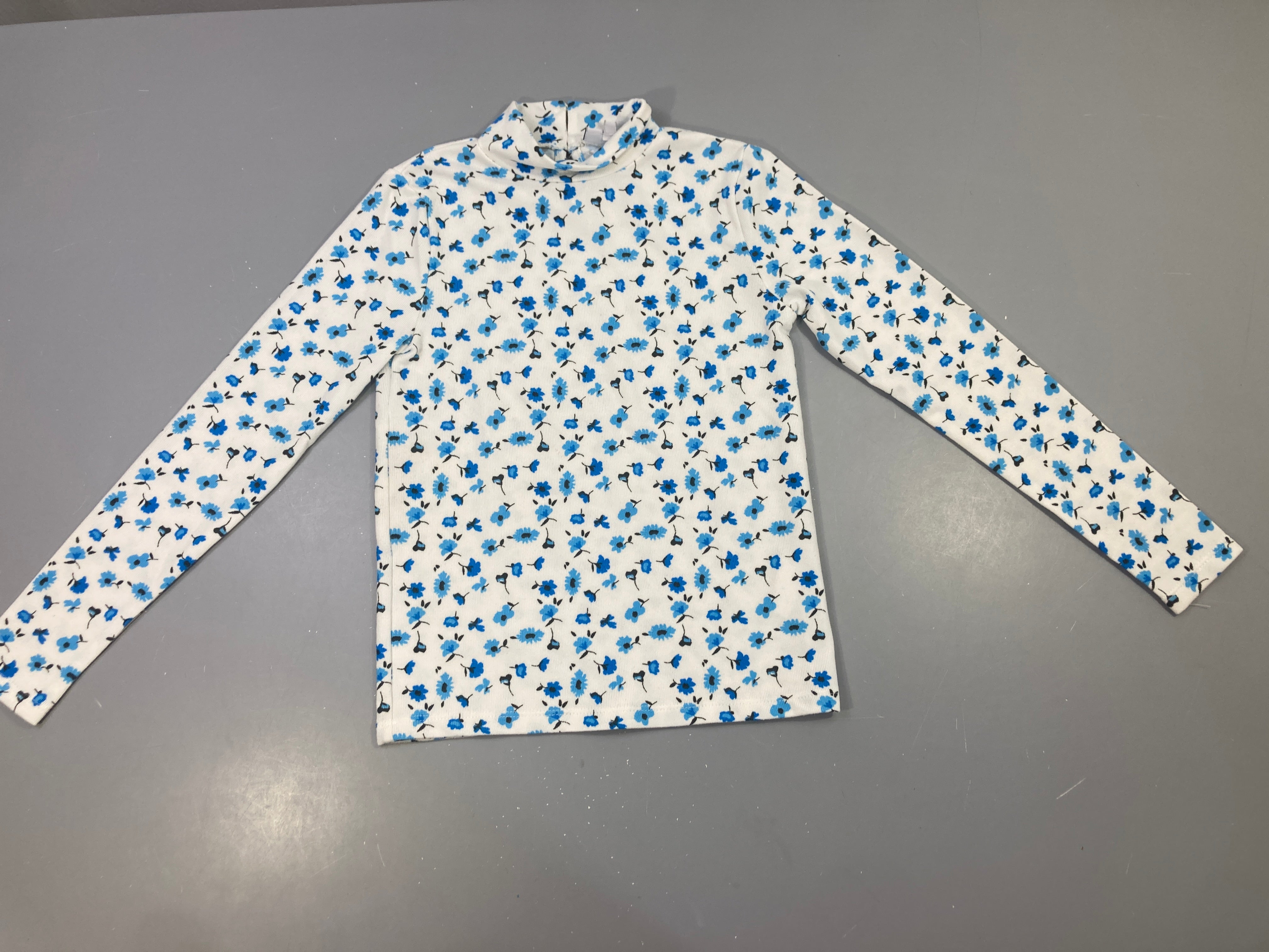 Sous-pull col roulé fleurs bleues ml