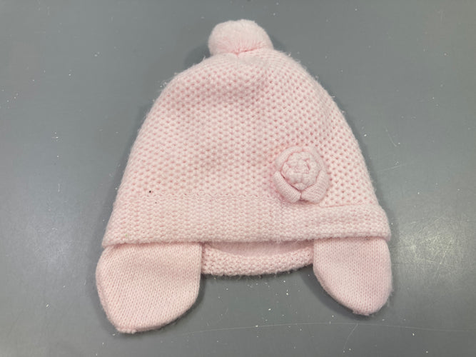 Bonnet tricot rose fleur, moins cher chez Petit Kiwi