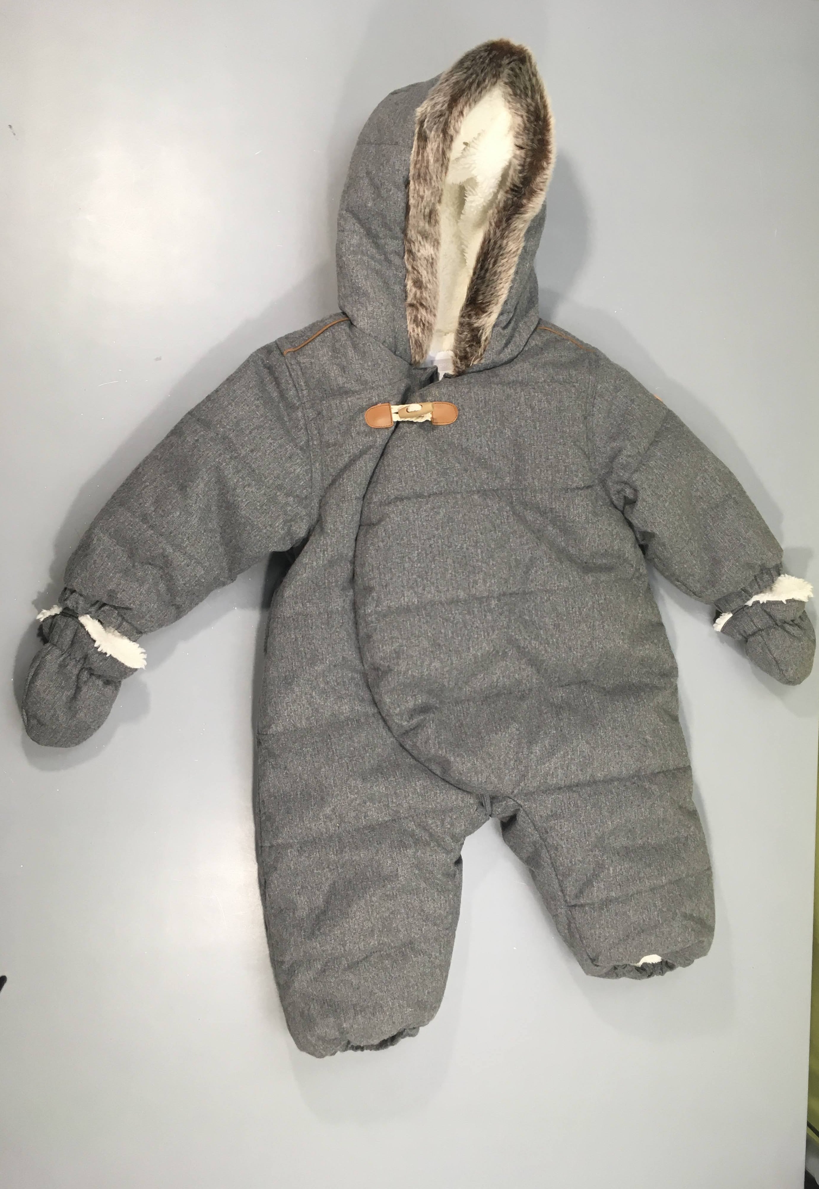 Combi pilote ouatinée grise à capuche mouton