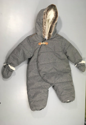 Combi pilote ouatinée grise à capuche mouton, moins cher chez Petit Kiwi