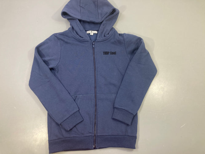 Sweat zippé capuche Trop Cool bleu, moins cher chez Petit Kiwi