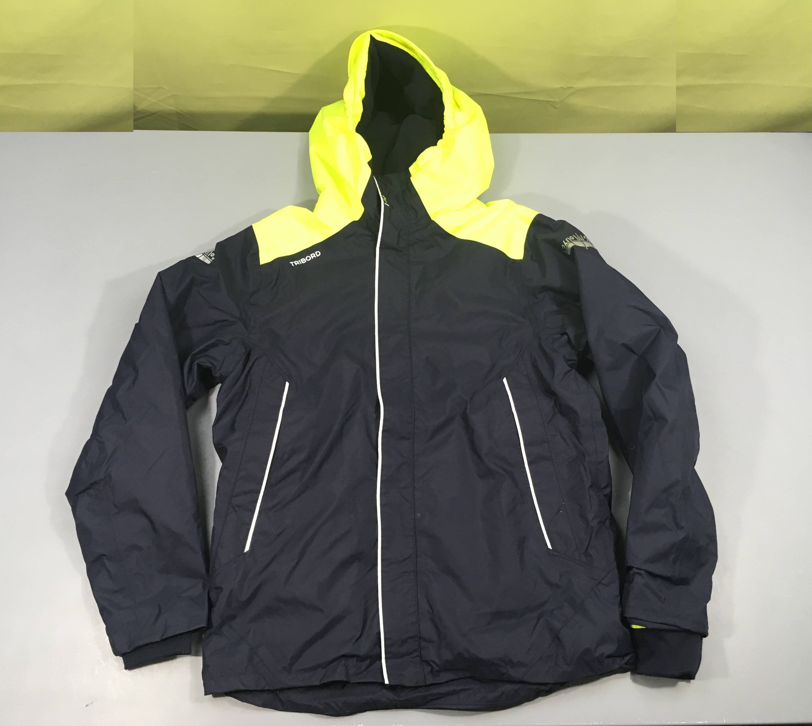 Veste bleu marine/anis à capuche, Tribord, état neuf