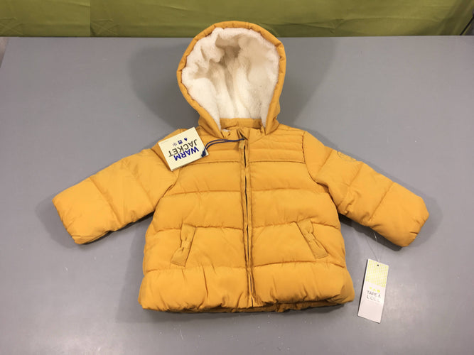 NEUF Doudoune jaune doublée velours à capuche, moins cher chez Petit Kiwi