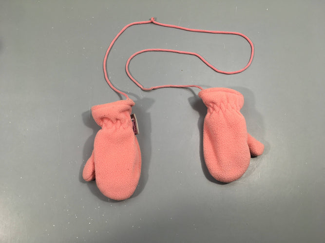 Moufles polar rose cordon thinsulate, moins cher chez Petit Kiwi