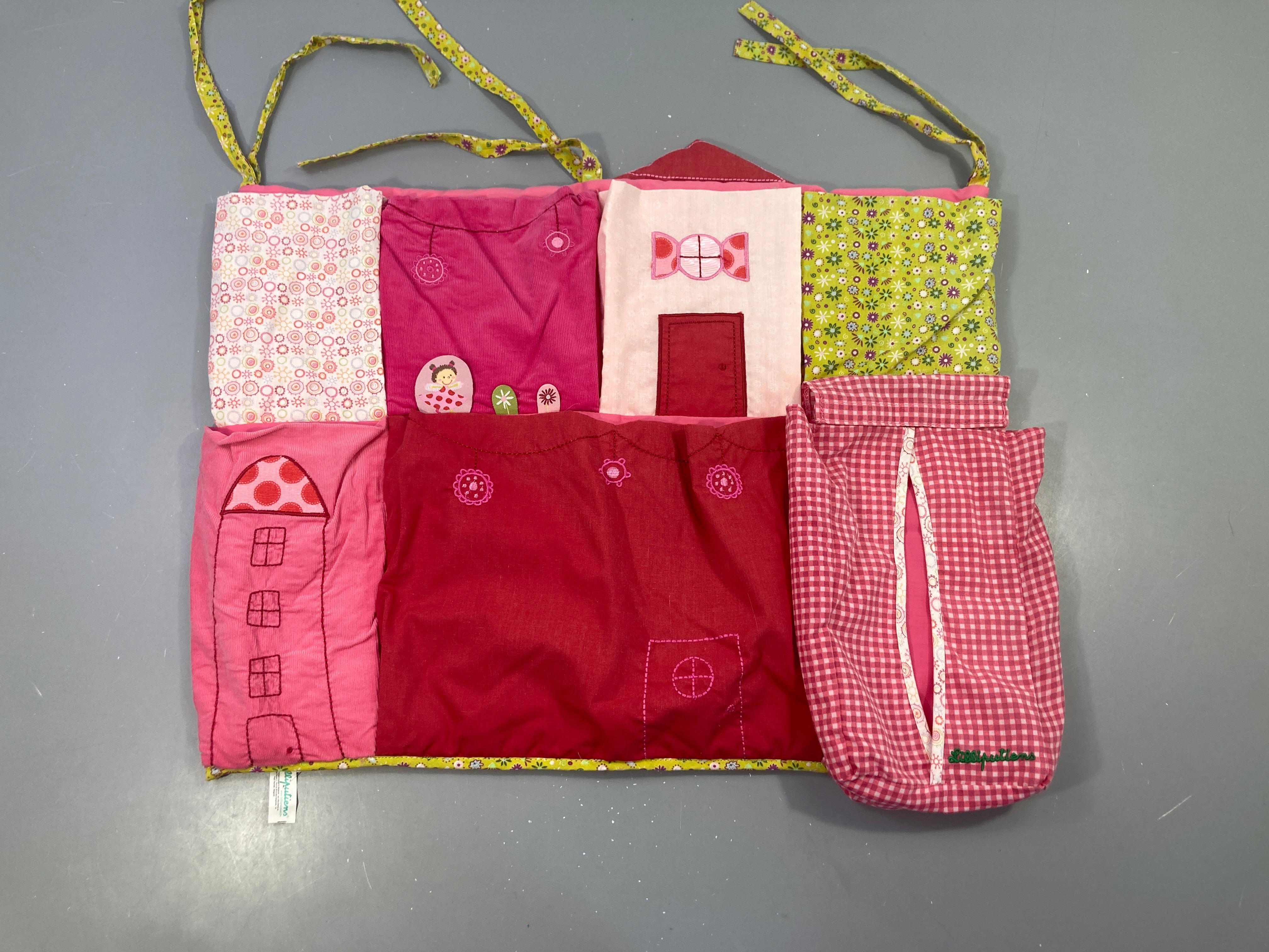 Poche rangement de lit Liz pour parc/lit maisons rose/vert