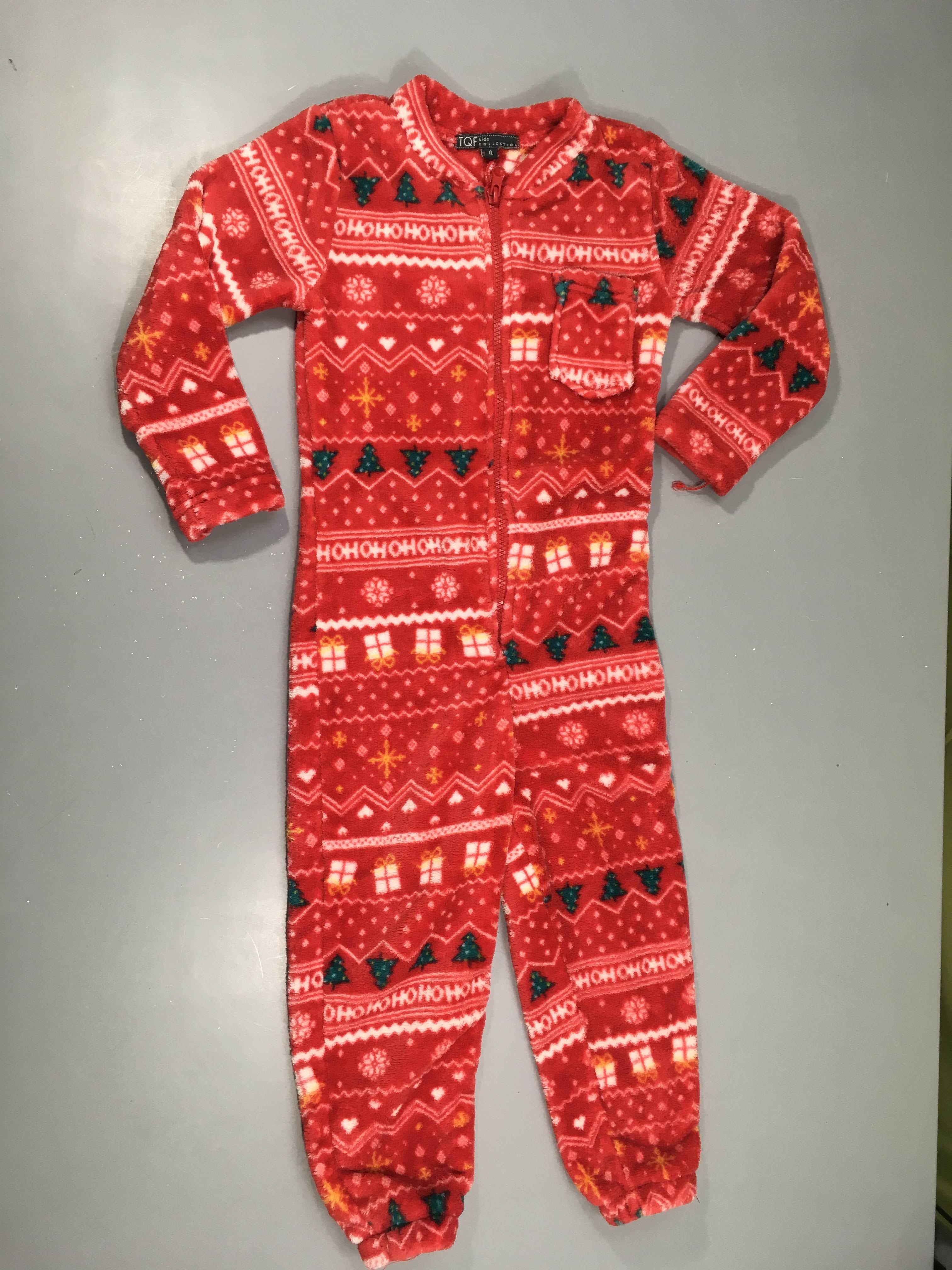 Combinaison zippée velours rouge motifs Noël