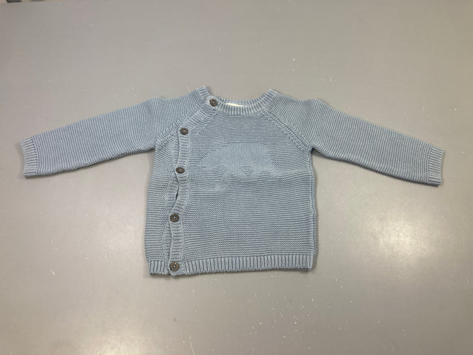Gilet mailles bleu-clair boutons coté, moins cher chez Petit Kiwi