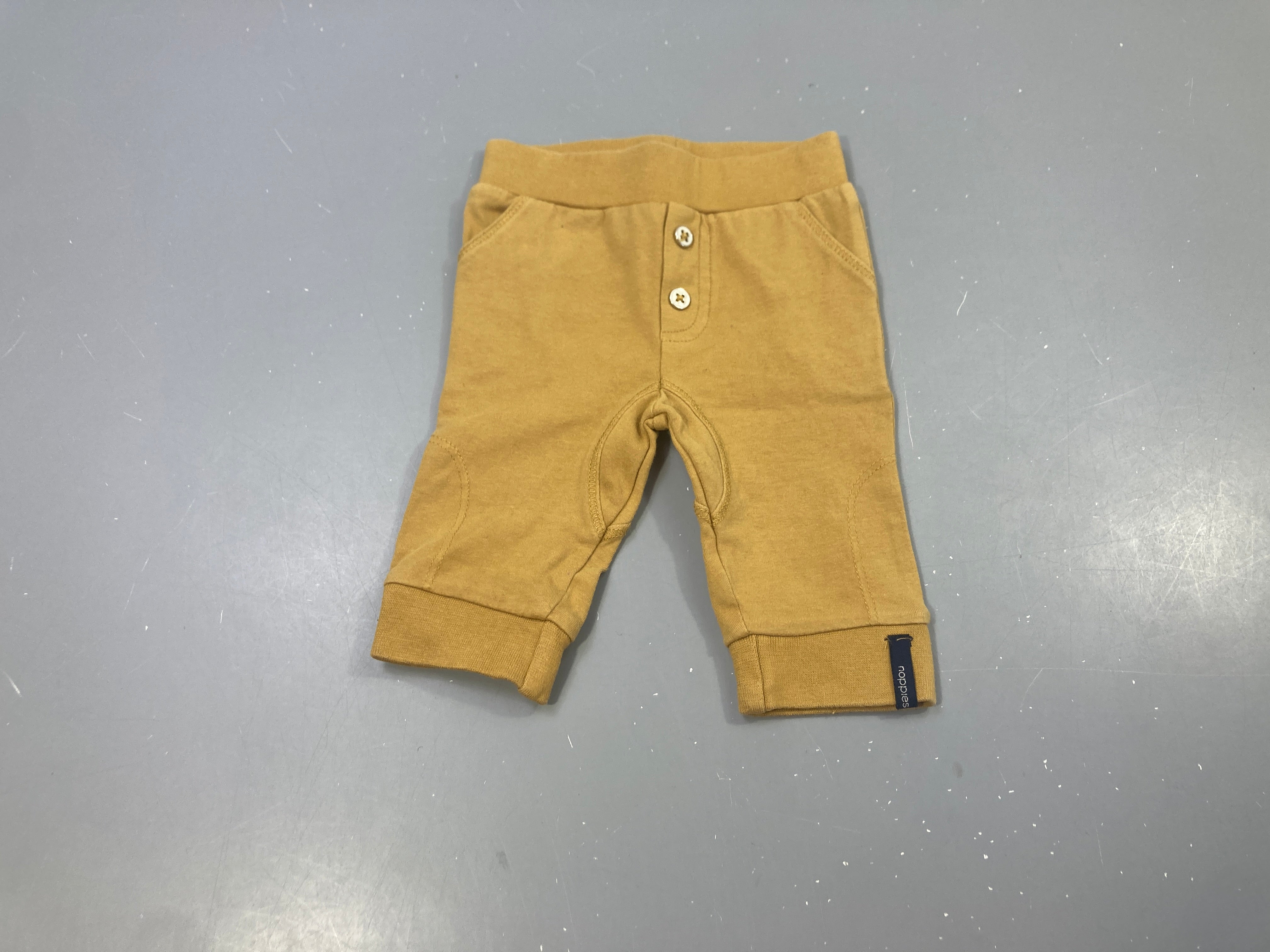 Pantalon jersey moutarde boutons décoratifs avt