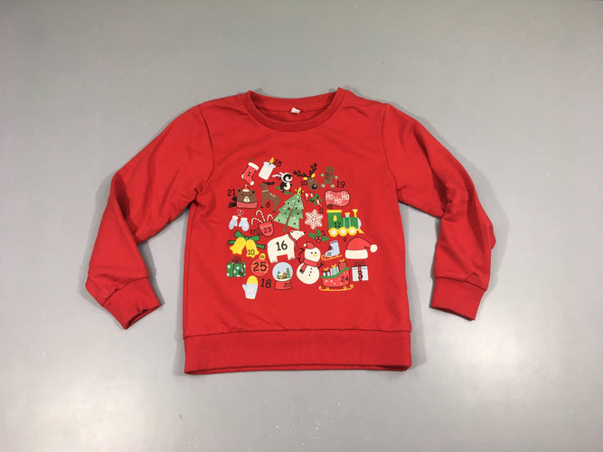 Sweat léger rouge motifs Noël, moins cher chez Petit Kiwi