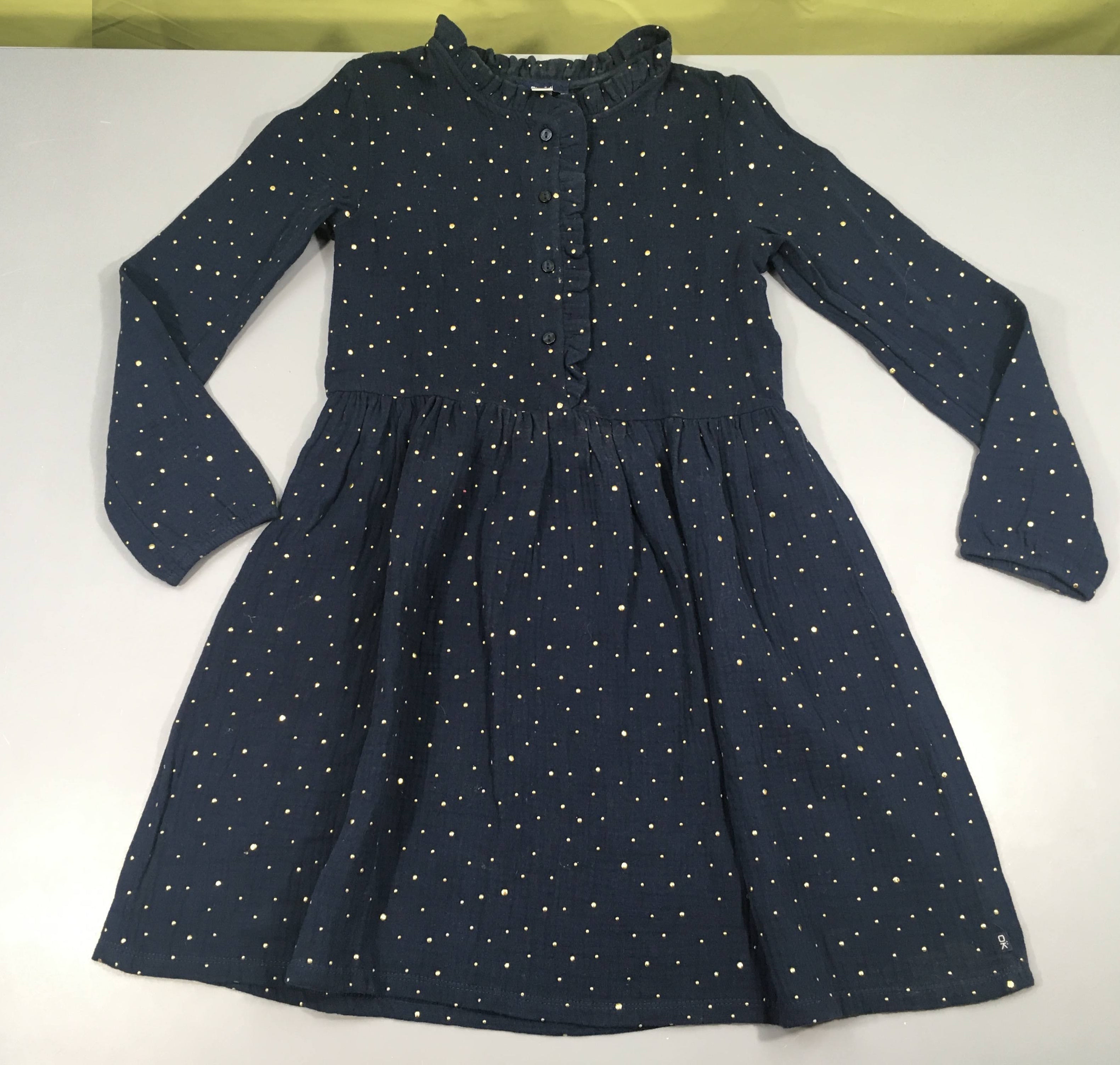 Robe m.l tetra bleu marine pois doré