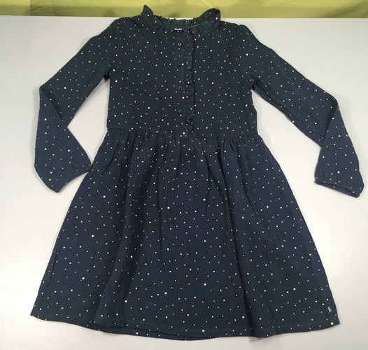 Robe m.l tetra bleu marine pois doré, moins cher chez Petit Kiwi