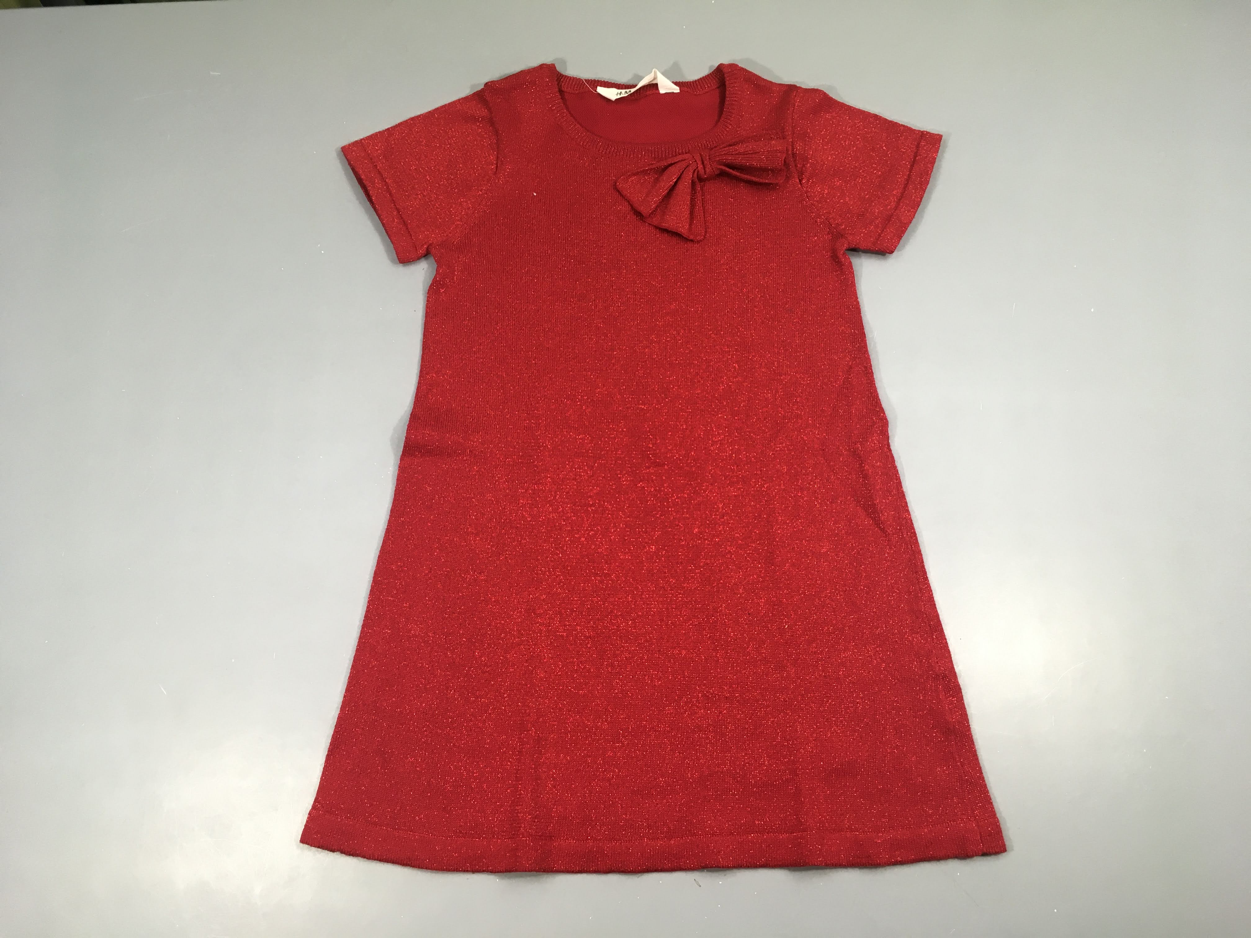 Robe m.c pull rouge irisé noeud