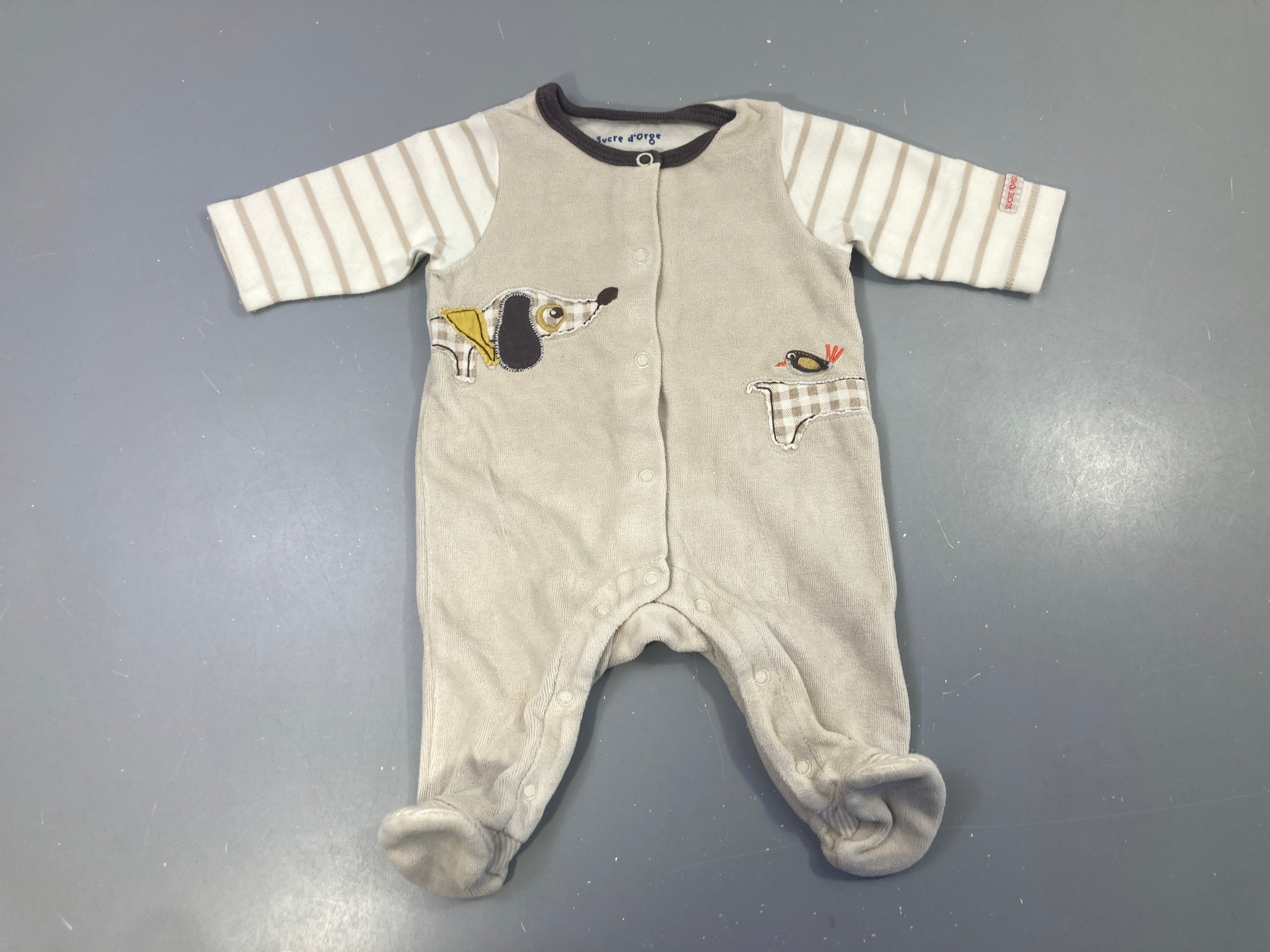 Pyjama velours beige-brun chien