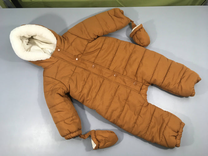 Combinaison pilote brune doublé velours, moufles amovibles, moins cher chez Petit Kiwi