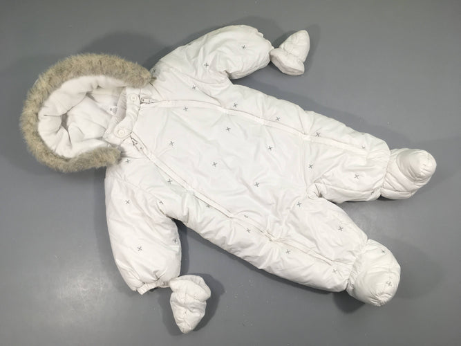 Combinaison pilote blanche croix argentées doublée polar, moins cher chez Petit Kiwi