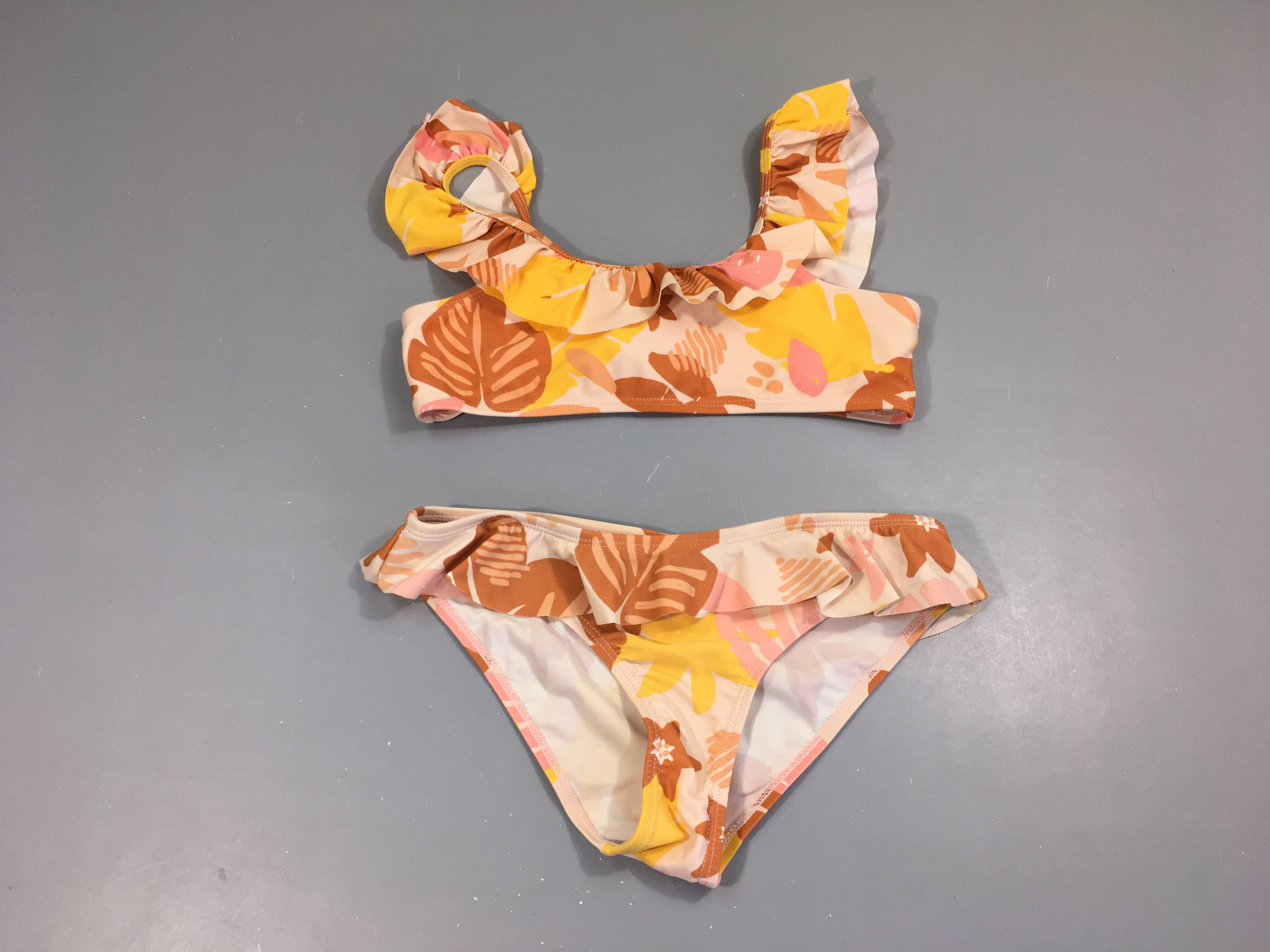 Bikini 2pc rose motifs volants