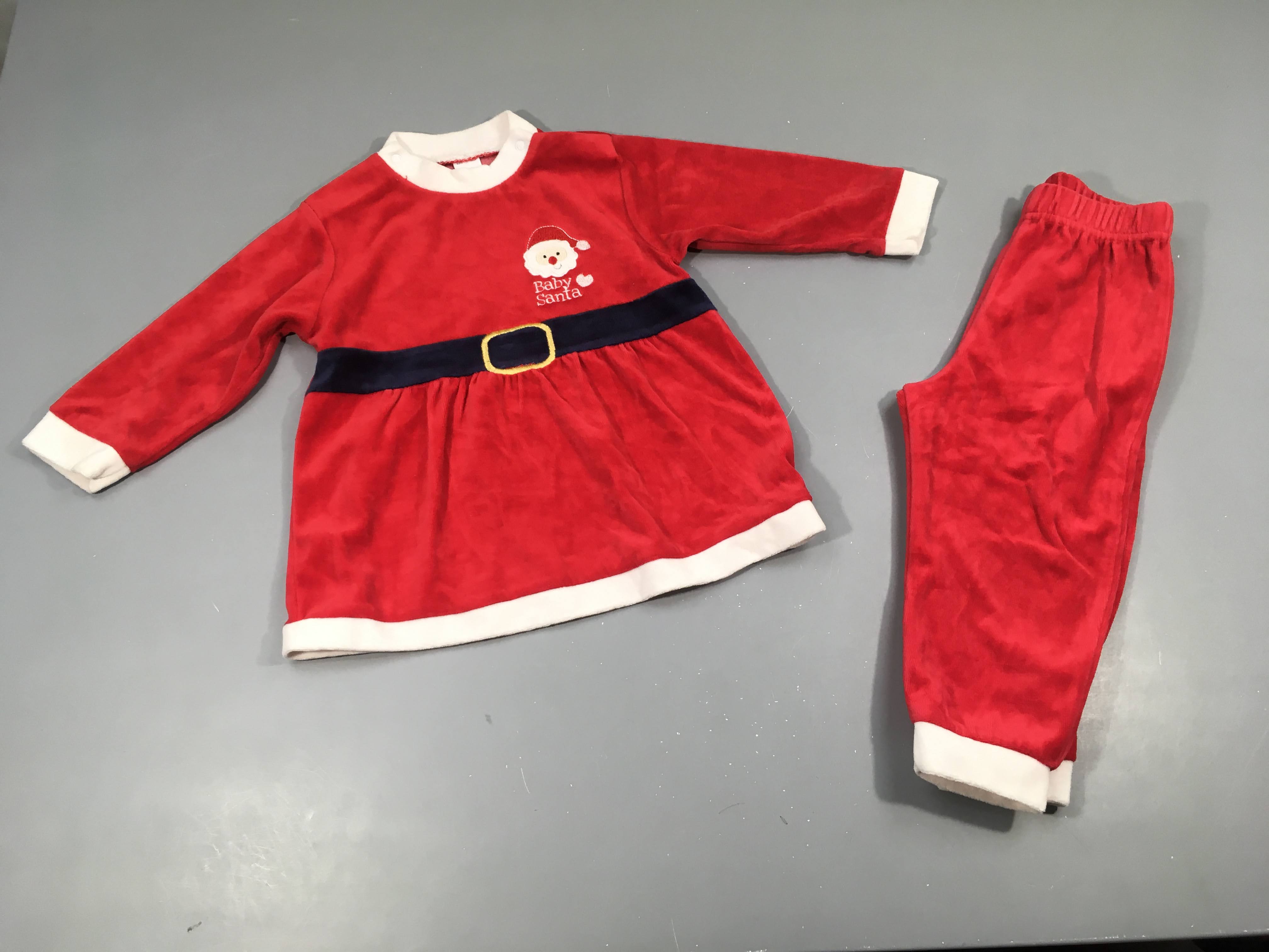Robe m.l velours rouge Père Noël + Pantalon