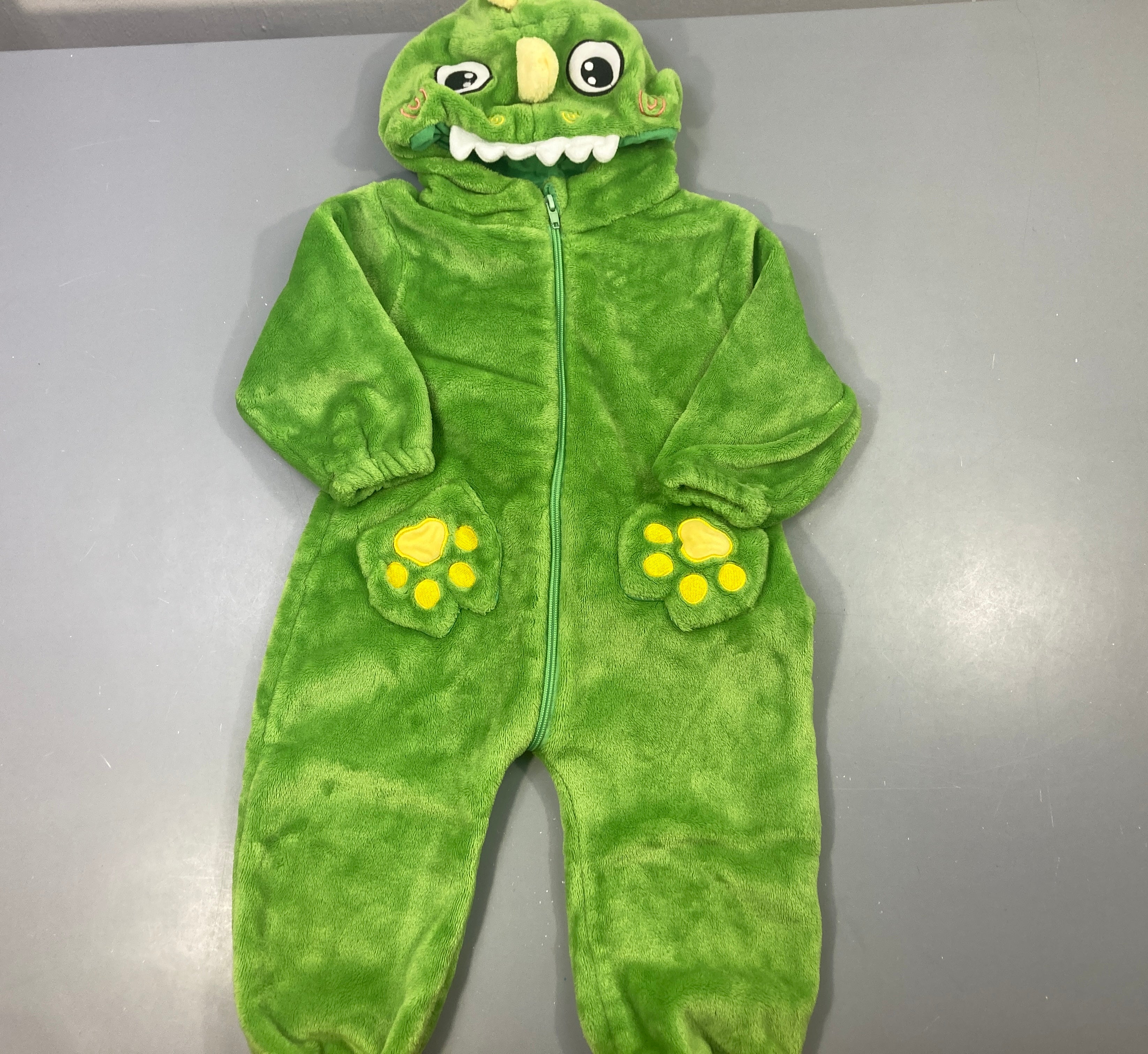 Surpyjama Dinosaure velours vert 90cm