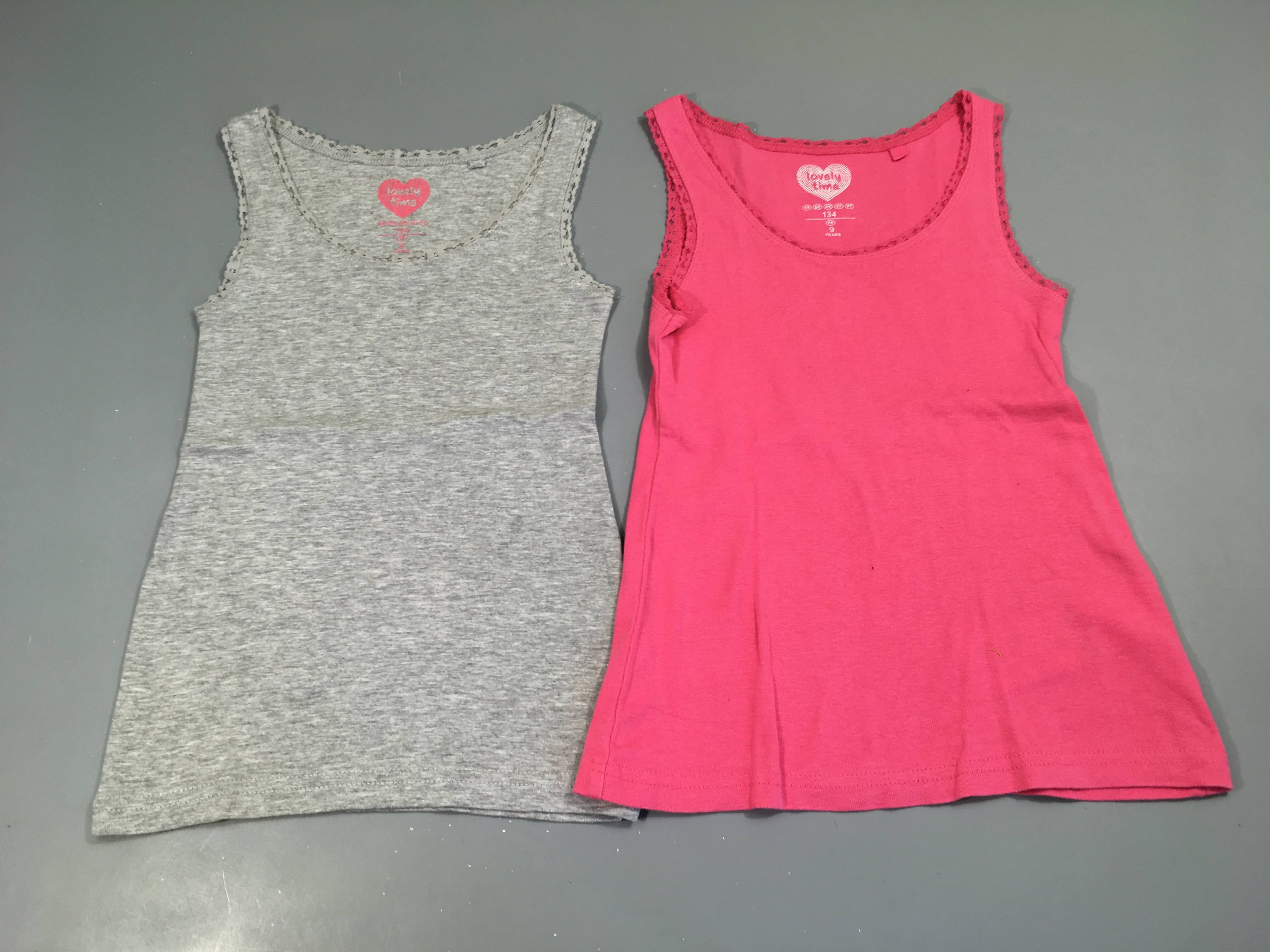 2 chemisettes s.m gris chiné/rose