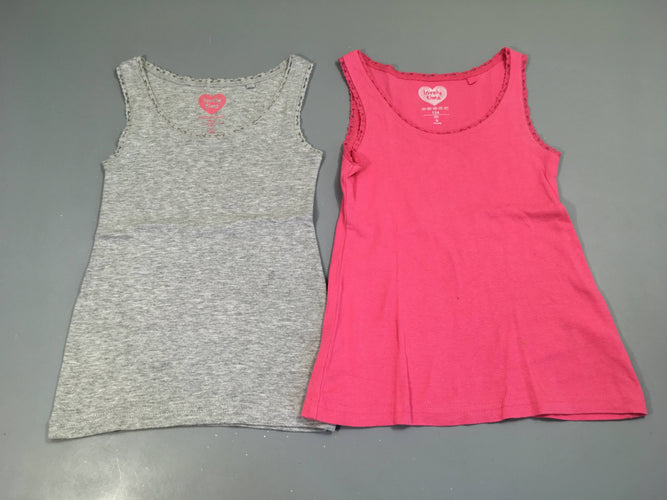 2 chemisettes s.m gris chiné/rose, moins cher chez Petit Kiwi