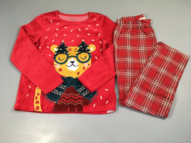 Pyjama 2pcs velours rouge Noël, moins cher chez Petit Kiwi