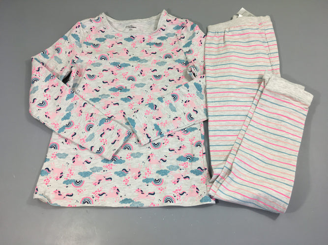 Pyjama 2 pcs molleton gris chiné licornes, moins cher chez Petit Kiwi
