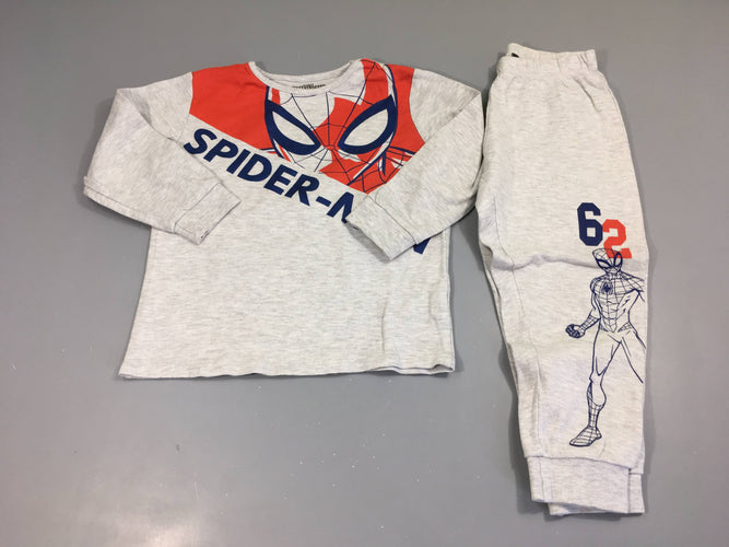 Pyjama 2pcs jersey gris chiné Spiderman, moins cher chez Petit Kiwi