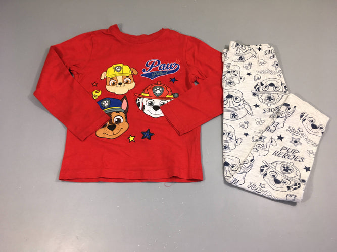 Pyjama 2pcs jersey rouge/gris chiné Paw Patrol, moins cher chez Petit Kiwi