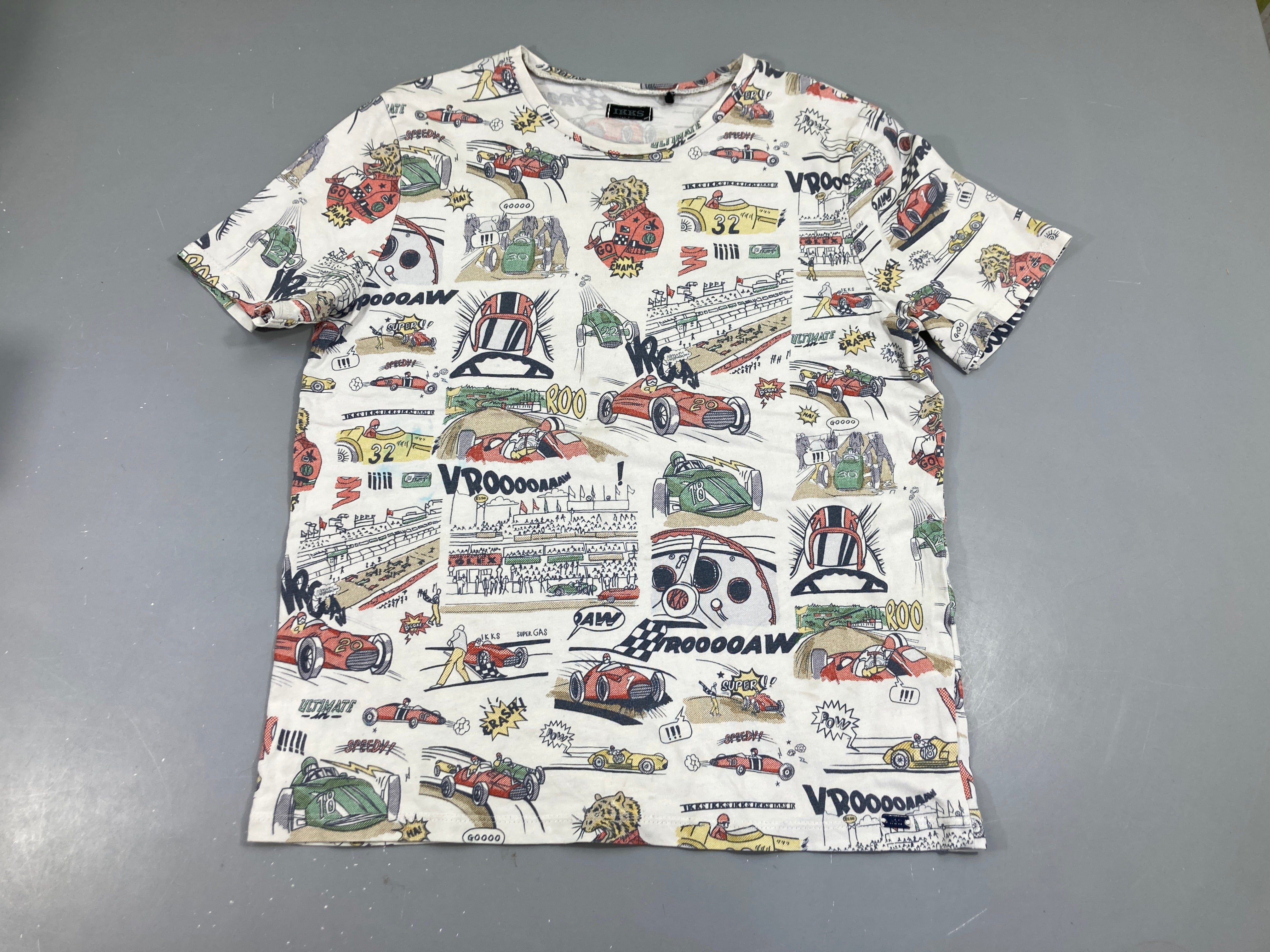 T-shirt m.c blanc imprimé voitures