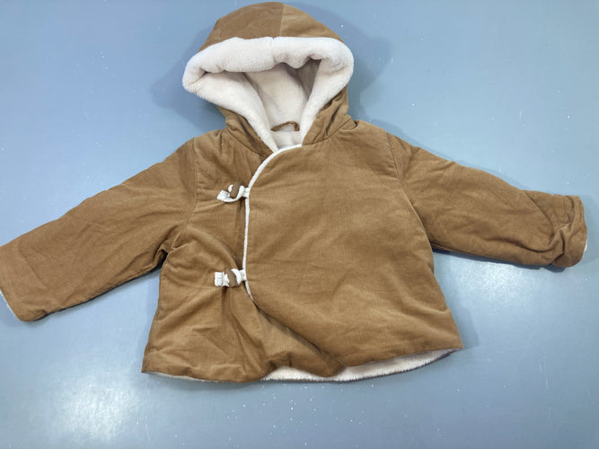 Manteau capuche velours camel, moins cher chez Petit Kiwi