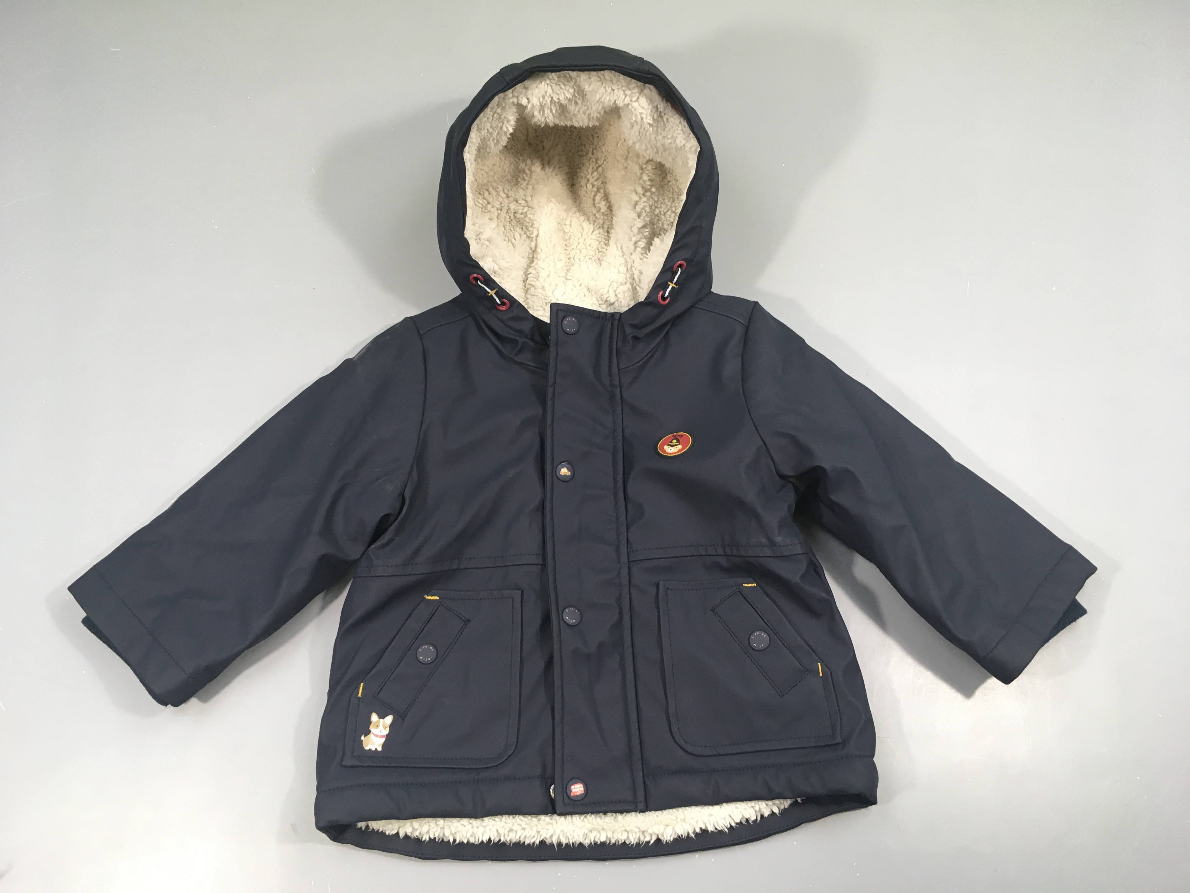 Ciré doublé velours bleu marine à capuche