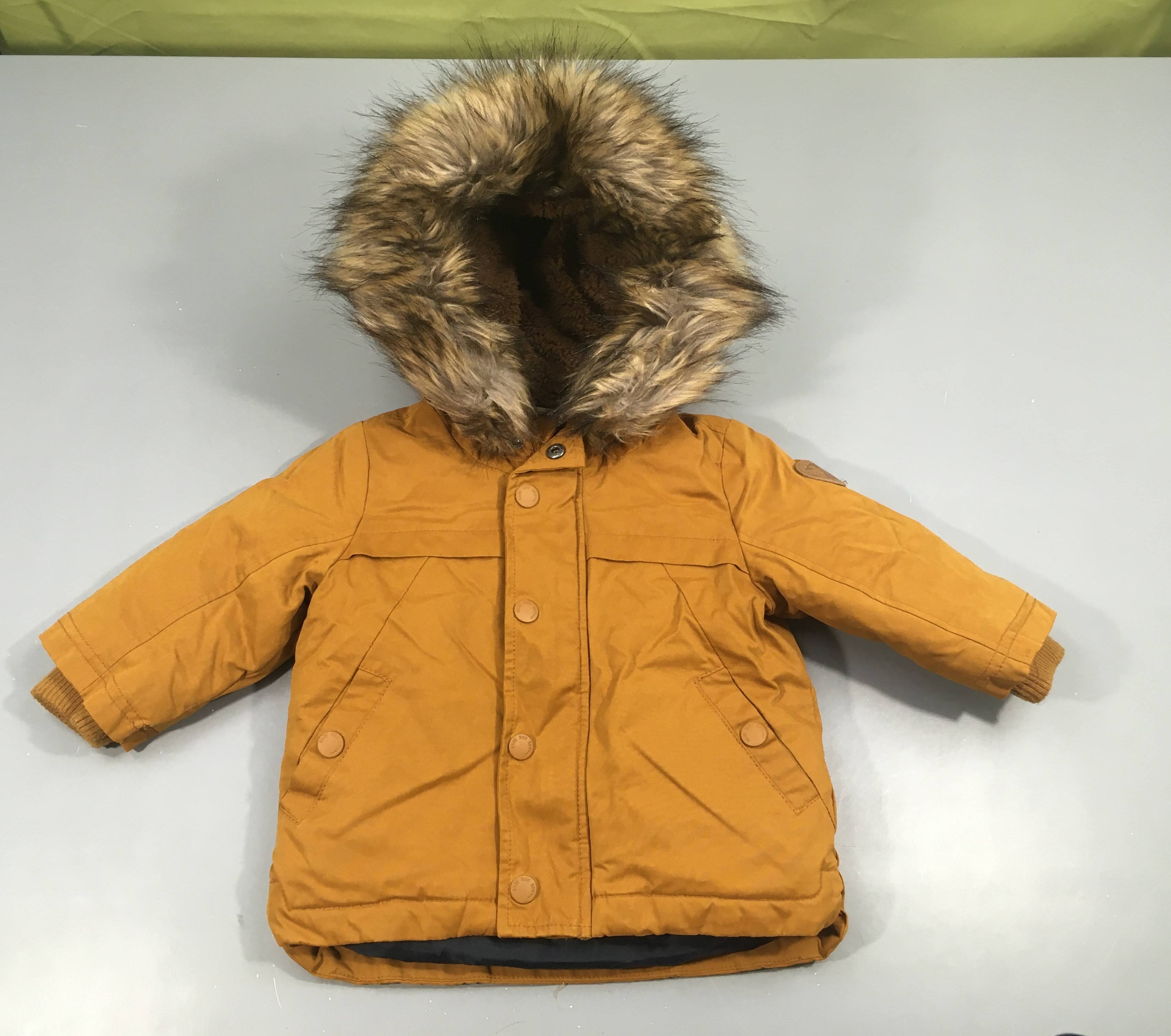 Veste ouatinée camel à capuche fausse fourrure amovible