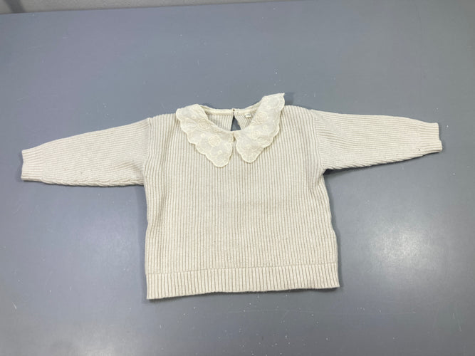 Pull ml col dentelle écru, moins cher chez Petit Kiwi