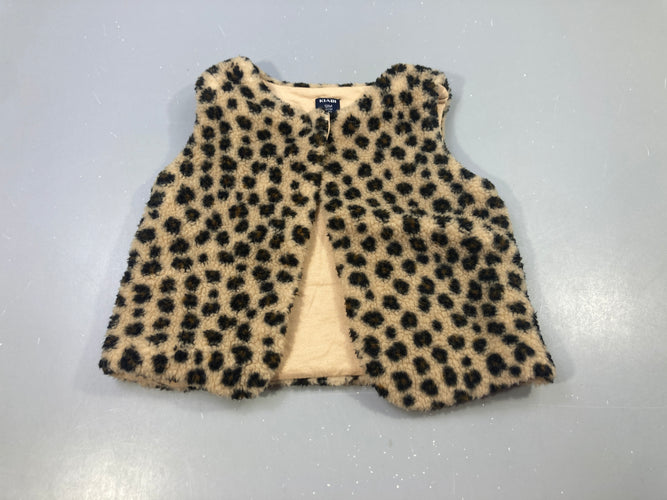 Gilet sherpa sans manches léopard, moins cher chez Petit Kiwi