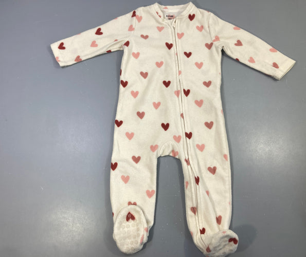 Surpyjama polar écru cœurs, moins cher chez Petit Kiwi