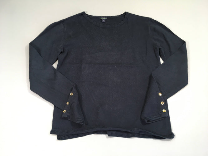 Pull léger bleu marine, légèrement bouloché, moins cher chez Petit Kiwi