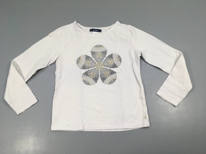 T-shirt m.l blanc fleurs bleu marine/irisé doré, moins cher chez Petit Kiwi