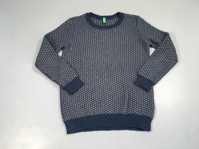 Pull bleu chiné blanc, moins cher chez Petit Kiwi