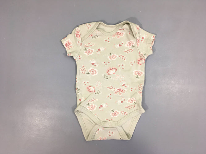 Body m.c vert fleurs, moins cher chez Petit Kiwi