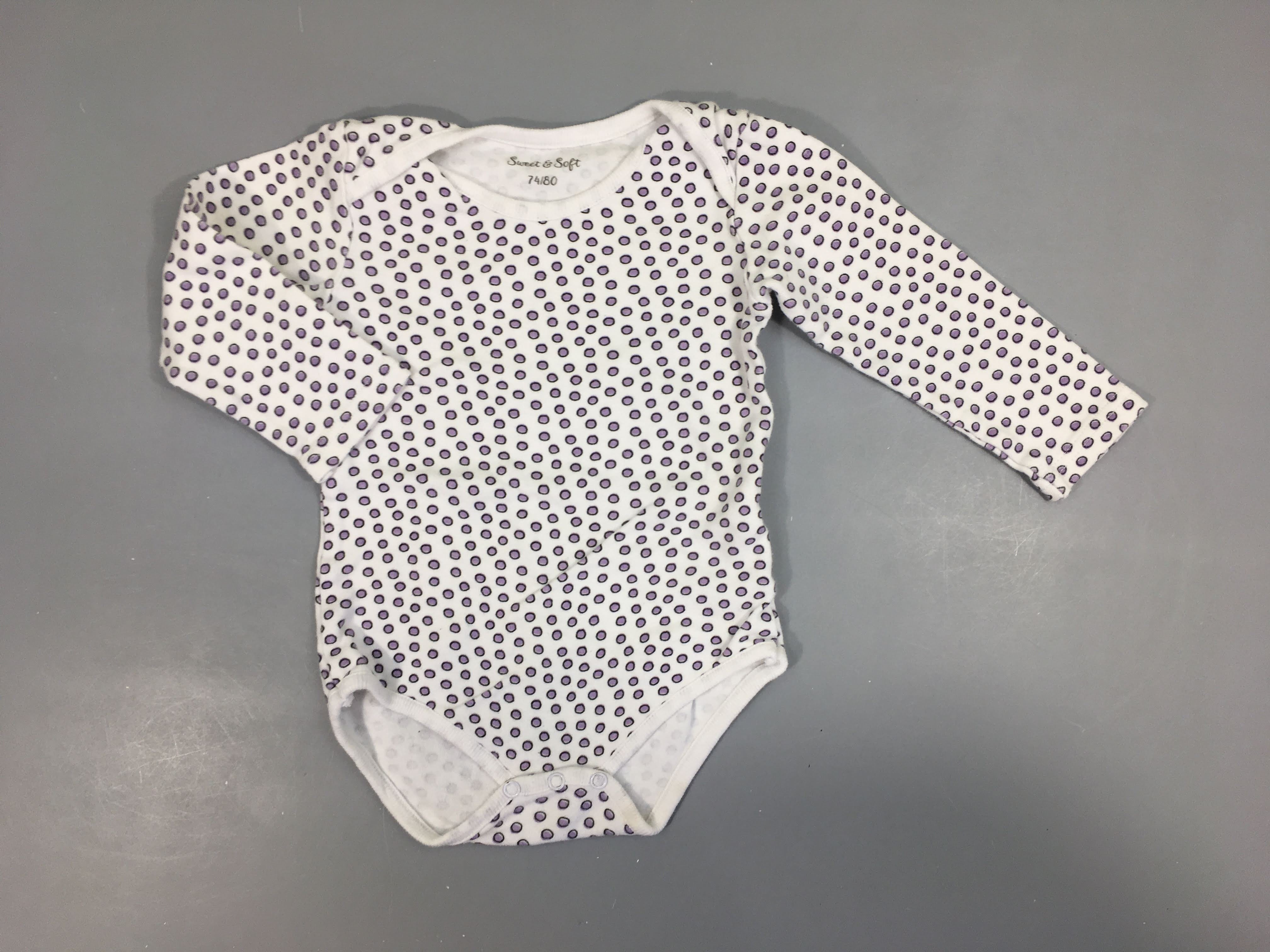 Body m.l blanc pois mauves